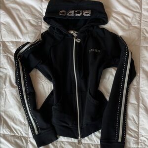 BCBG Black y2k crop Jacket with Rhinestone